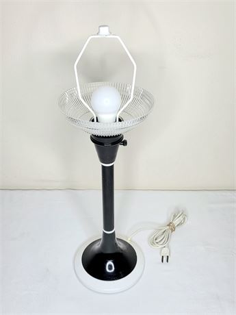 Authentic MCM Black & White Table Lamp with Textured Glass Shade