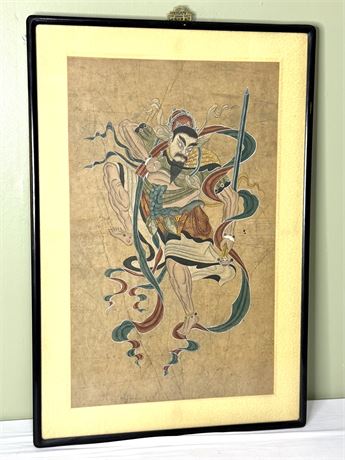 Vintage Chinese Warrior Artwork Hand Painted in Korea