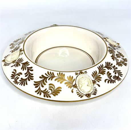 Vintage KBNY Cameo Bowl With Gold Trim And Leaf Design - Made In Italy