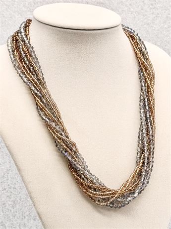 FASHION ~ CHAMPAGNE JEWELERS ~ Silver & Gold Toned Multi Strand Twisted Beads