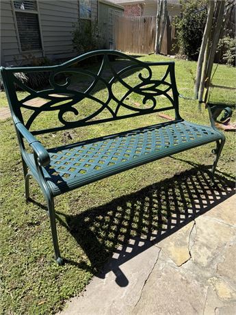 Green Cast Aluminum Garden Bench