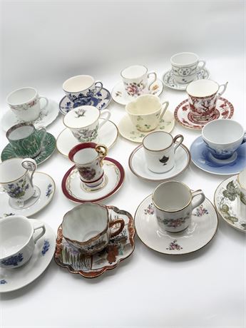 16 Assorted Vtg. Teacups & Saucers
