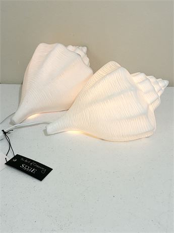 STYLECRAFT ~ Pair of Ceramic Conch Shell Lamps