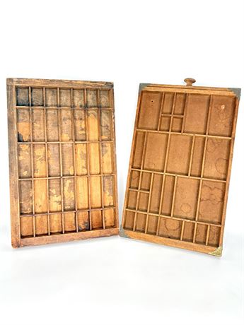 Set of 2 Vintage Shadowboxes / Print Trays