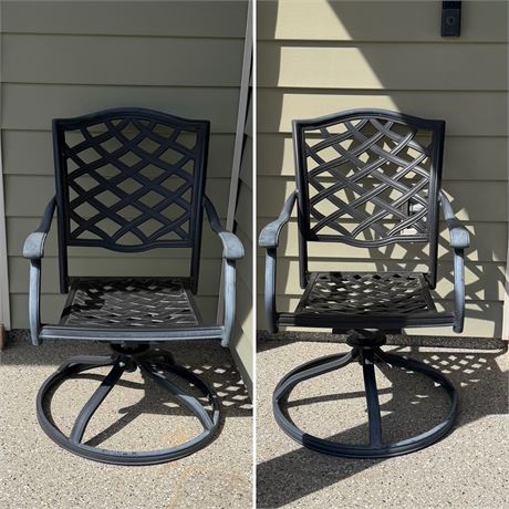Pair (2) Cast Aluminum Black Swivel Rockers