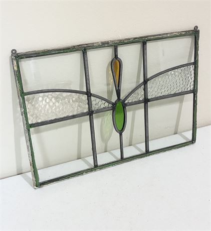 Vtg Leaded Stained Glass Window Panel