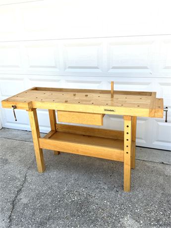 WhiteGate Solid Wood Workbench with 2 Separate Vices