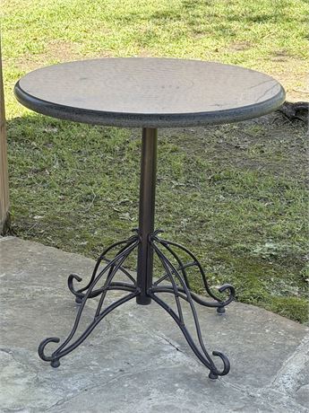 27” Round Metal Accent Table With Marble Top