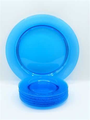 FOSTORIA ~ Vesper Blue ~ Serving Plate & (6) Salad Plates