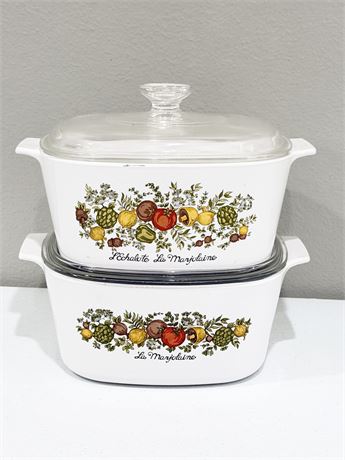 CORNING WARE ~ Spice Of Life ~ Pair (2) 3Qt. Casserole Dishes With Lids