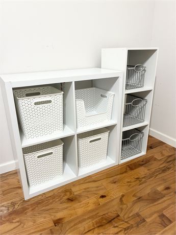 Wooden 4-Cube Book Shelf & 3-Tier Storage Unit