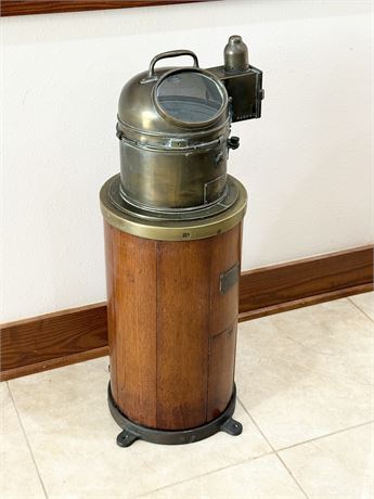 H HUGHES & SON ~ Authentic Nautical Brass & Teak Ships Binnacle