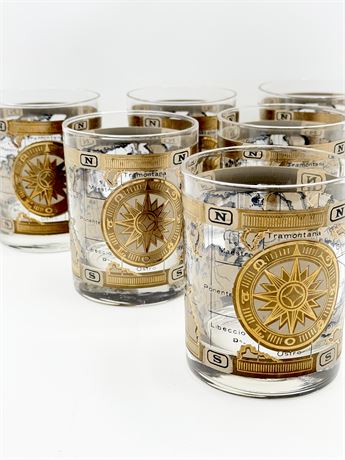 CERA ~ World Maps Atlas Gold ~ Set Of (6) Old Fashioned