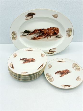 JKW BAVARIA JOSEF KUBA ~ Shellfish Platter & 8 Salad Plates