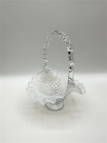 Fenton Opalescent Hobnail Basket