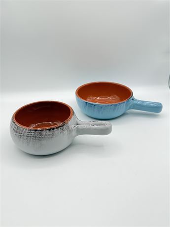 DE SILVA ~ Pair (2) Glazed Terracotta Soup Bowls