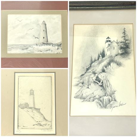 Lot of 3 Lighthouse Pictures