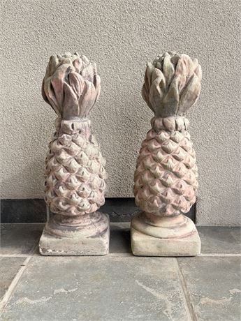 Pair (2) ~ 25” Garden Cement Pineapples