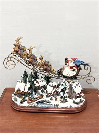 Christmas Village Scene ~ Musical Santa With Sled