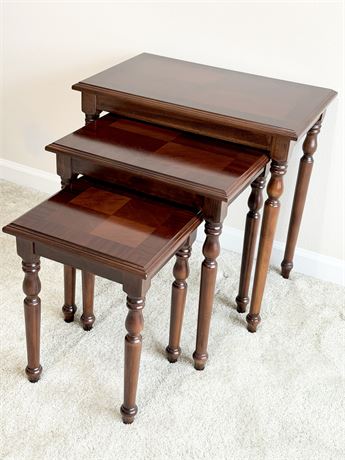 Solid Inlaid Wood Nesting Tables ~ Set Of (3)