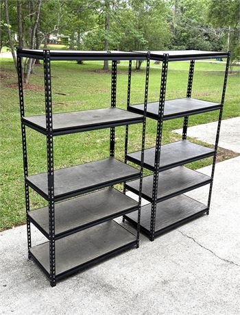 Set of 2 Heavy-Duty 5 Tiered Metal Frame Utility Shelves