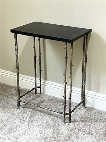 Metal Twig Accent Table With Faux Marble Top