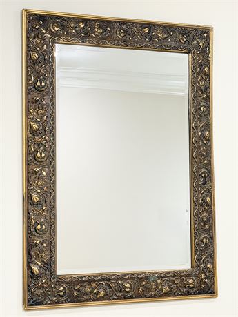 Ornate Wooden Gilded Beveled Glass Wall Mirror