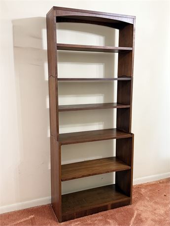 LANE ~ MCM Solid Dark Wood 6-Shelf Bookcase