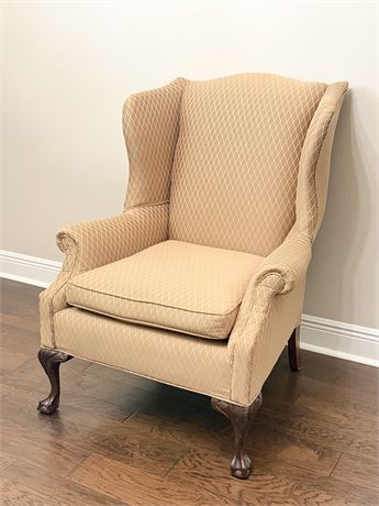 Wingback Upholstered Armchair With Ball & Clawfeet