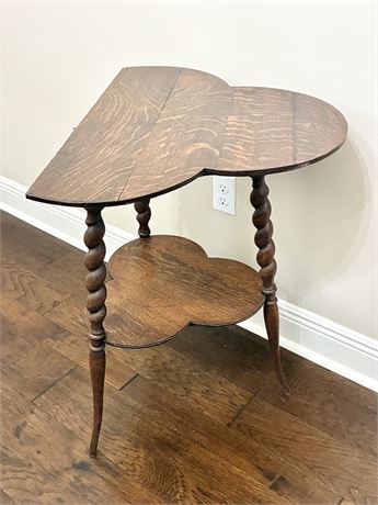 **PROJECT PIECE** ~ Vintage Tiger Oak Barley Twist Cloverleaf Parlor Table