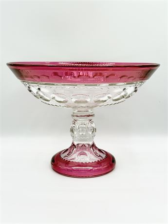 TIFFIN-FRANCISCAN ~ Kings Crown Cranberry ~ Footed Compote Bowl