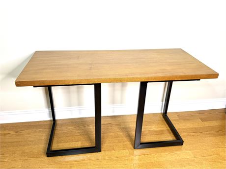 Wood Top Industrial Style Console Table with Metal Legs