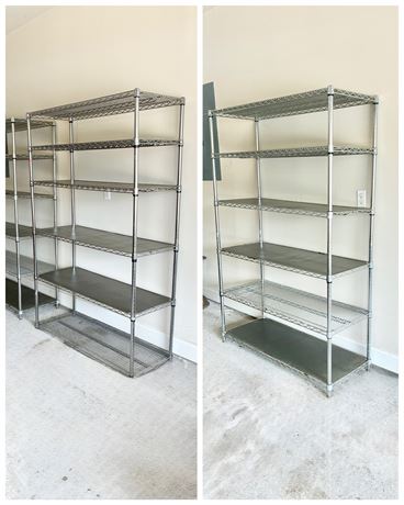 Pair (2) of Heavy-Duty Chrome Wire Shelving Units