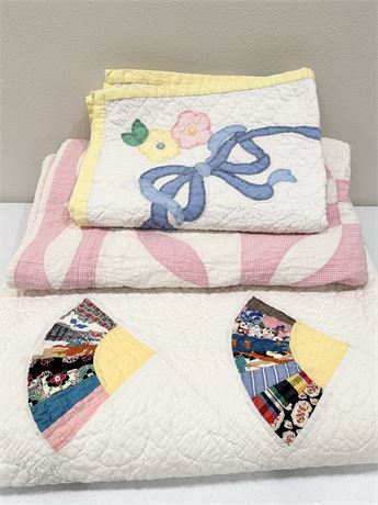 Three (3) ~ Vtg Hand Made Blankets