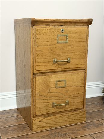 Solid Wood 2-Drawer Filing Cabinet