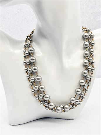 Fashion Triple Strand Faux Pearl Necklace