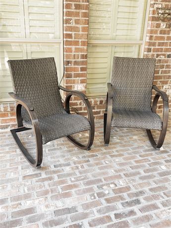 Pair (2) Metal / Weather Resistant Wicker Rockers