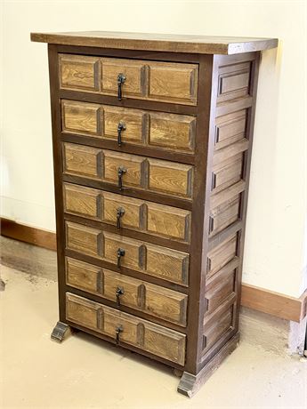 Solid Wood Paneled Chest Of Drawers