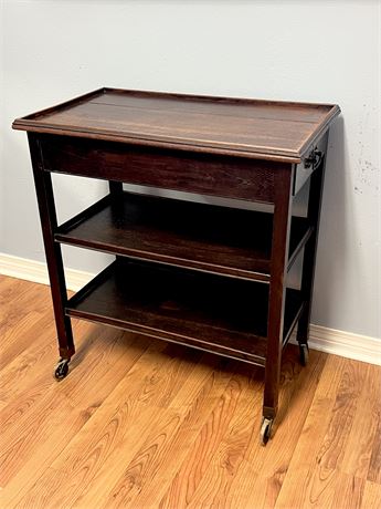 GODFREY GILES & CO. ~ Vtg. Solid Work Tea Trolley On Casters