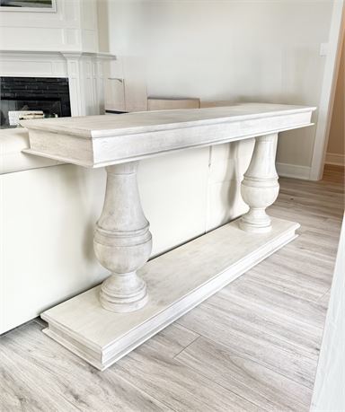 *SLIDELL LOCATION* ~ BALLARD ~ Andrews ~ Whitewashed Wood Rustic Console Table