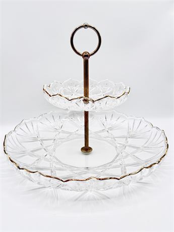 MIKASA ~ Hampshire Gold ~ 2 Tier Serving Tray