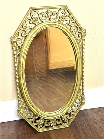 1960's Ornate Gold Frame Octagonal Wall Mirror