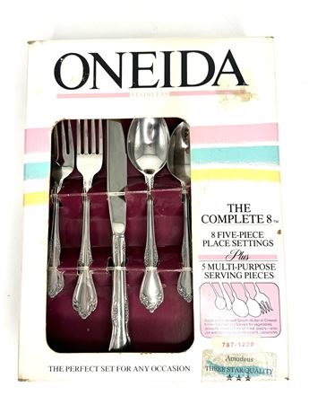 Vintage Complete Oneida Flatware Set - 8pc Place Setting - New In Box