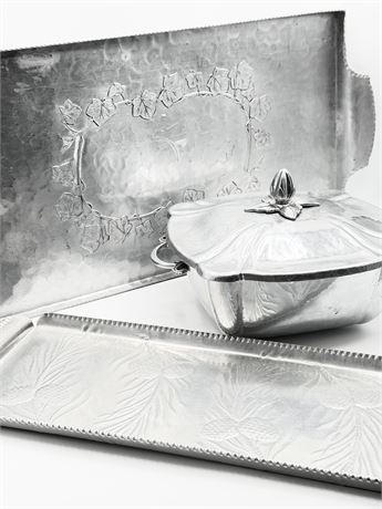 Assortment Of 3 Aluminum Serveware Pieces