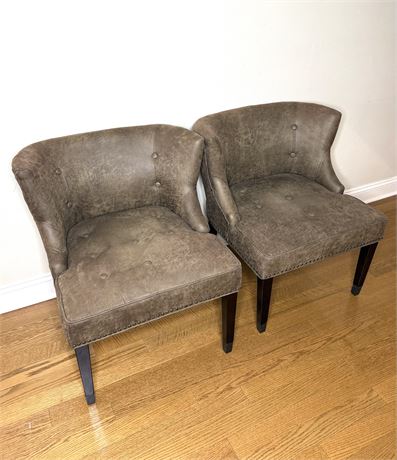 Pair of World Market Bennett Bi-Cast Leather Chairs