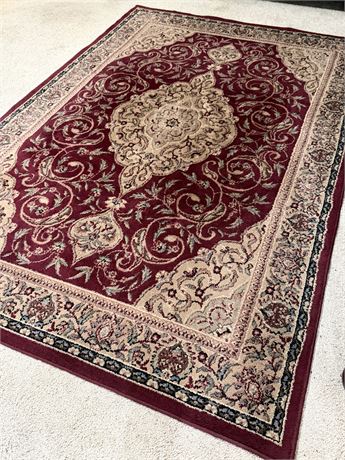 SHAW LIVING ~ Red, Taupe & Blue Floral Design Area Rug