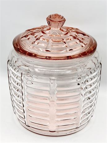 Pink Depression Glass Cookie Jar