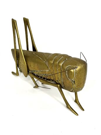 Vintage Large Brass Grasshopper Sculpture by CBK in Korea