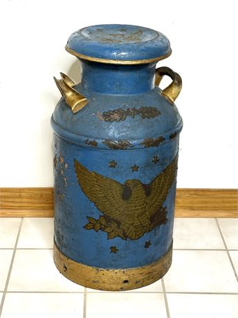 Antique Blue Metal Milk Jug