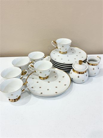 Fleur-de-Lis ~ 14 Piece Tea & Snack Set